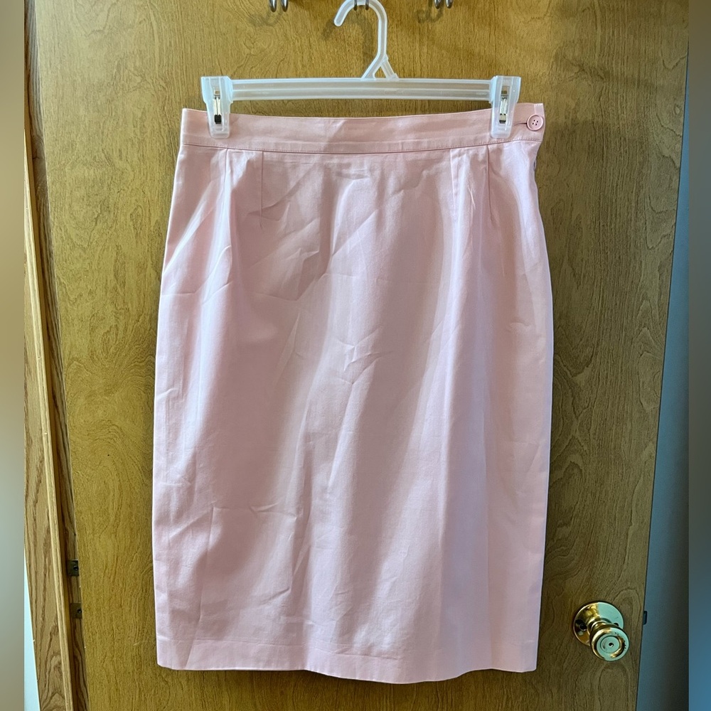 Women's Vintage Yves Saint Laurent Encore Pink Lined Size 12 Back Slit Cotton